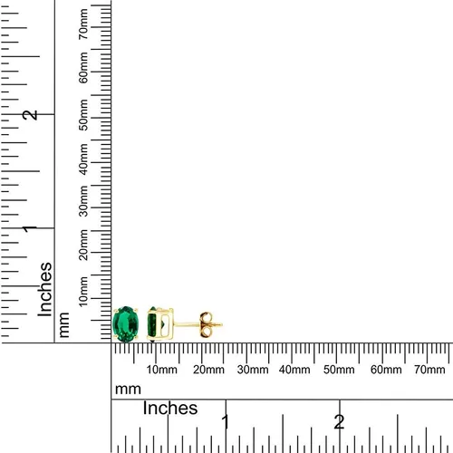 Miniatura 5 de Pendientes ovalados de 0.315 x 0.236in en oro amarillo de 14 quilates sobre plata de ley, granate