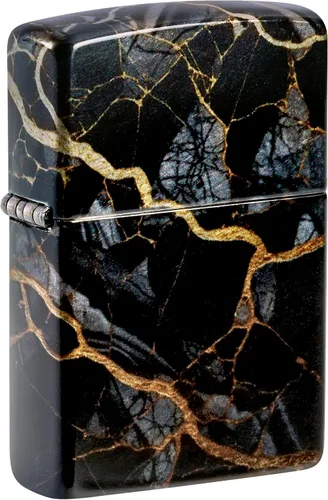 Zippo Fusion Marble Design 540 - Encendedor de bolsillo cromado cepillado con diseño de mármol 540 Mármol de fusión