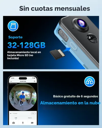 Miniatura 4 de XTU - Timbre de batería, video de 180° de arriba a abajo, vista en vivo con conversación bidireccional, sin costo mensual, Wi-Fi de 2.4G con timbre