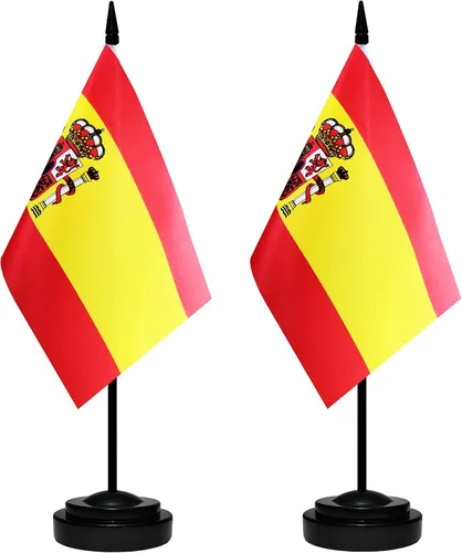 Miniatura 11 de Juego de banderas de escritorio de México, paquete de 2 banderas de mesa mexicanas, mini bandera de escritorio pequeña con poste negro sólido de 12