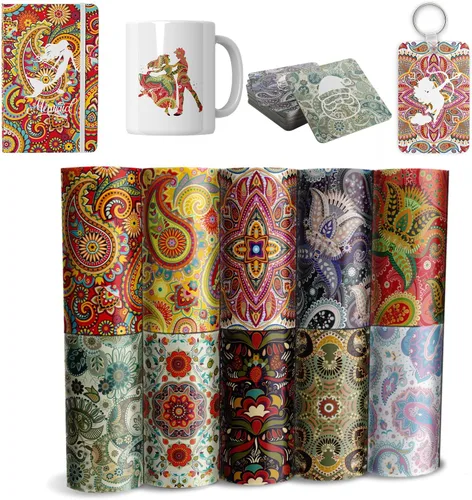 Peisley Hojas de tinta de transferencia de sublimación, papel de sublimación para camisetas, tazas, bolsas, 10 unidades, 12 x 4.5 pulgadas