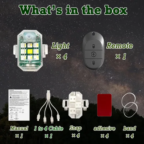 Miniatura 7 de Luces LED estroboscópicas inalámbricas, paquete de 4, luces de advertencia de emergencia RGB, recargable por USB, 7 colores, 30 modos de flash, alto