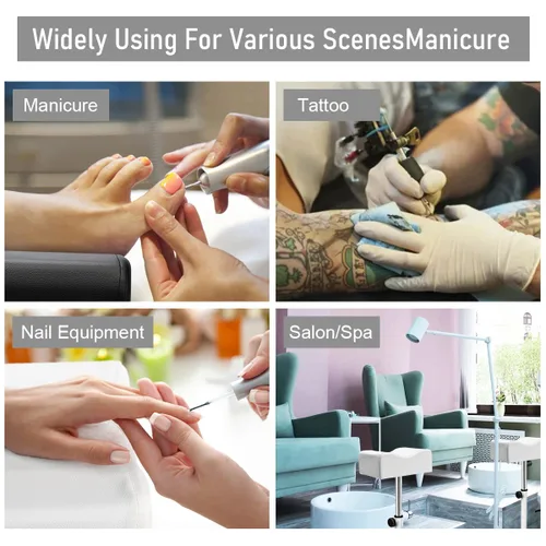 Miniatura 7 de FLOLXNB Reposapiés de manicura de pedicura, masaje de pies, manicura de uñas, taburete de belleza de altura ajustable para el hogar, salón de Negro