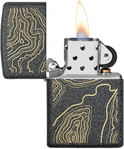 Miniatura 3 de Zippo Topo Map Design - Encendedor de bolsillo de piedra de hierro