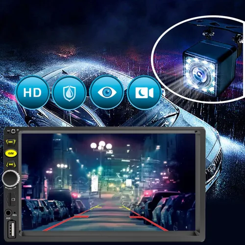 Miniatura 4 de Estéreo de coche de 7" con pantalla táctil de doble DIN con Apple CarPlay, estéreo de coche Bluetooth de 7" con cámara de respaldo, controles