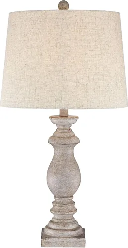 Miniatura 8 de Regency Hill Patsy Country Cottage - Juego de 2 lámparas de mesa tradicionales de 26.5 pulgadas de alto, tela lavada beige, pantalla cónica
