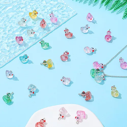 Miniatura 4 de Jetec 40 dijes de pato de resina, cuentas para mujeres adultas, fabricación de joyas, pulseras, collares, aretes, llavero, manualidades, regalos