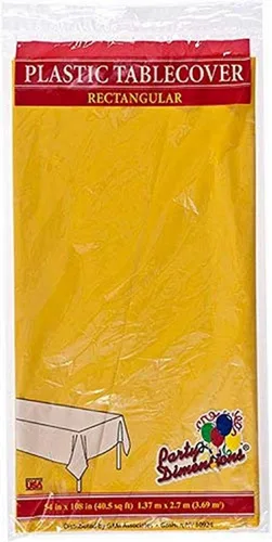Miniatura 13 de Party Dimensions Rectangular de plástico de 54 x 108 pulgadas, dorado, 1 mantel de mesa, 54 x 108 pulgadas