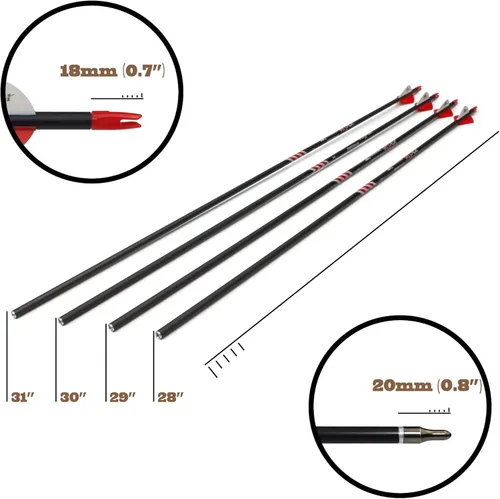 Miniatura 3 de Caza Tiro con arco Flecha de carbono 400 Espina dorsal con paletas de 2.5 ″ Puntas extraíbles para arco compuesto y arco recurvo