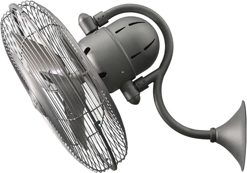 Matthews LL-BN Laura - Ventilador de pared para exteriores de 16 pulgadas con control remoto, 3 aspas de metal con jaula de seguridad, níquel Níquel