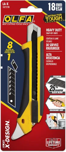 Miniatura 6 de OLFA 18mm Cuchillo multiusos de alta resistencia (LA-X) - Cuchillo multiusos de agarre antideslizante con mango reforzado de fibra de vidrio