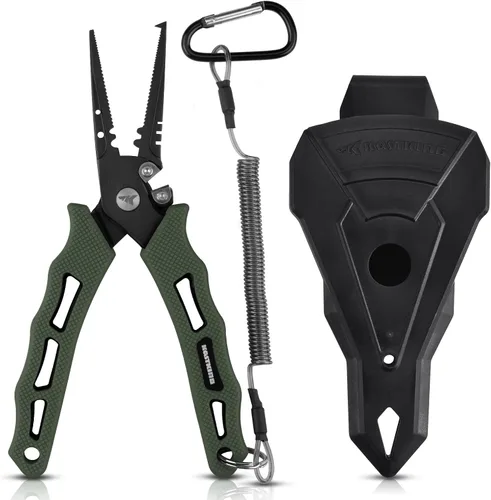 Miniatura 14 de KastKing Cutthroat - Alicates de pesca de 7 pulgadas con anillo dividido, herramientas de pesca de acero inoxidable 420, equipo de pesca resistente