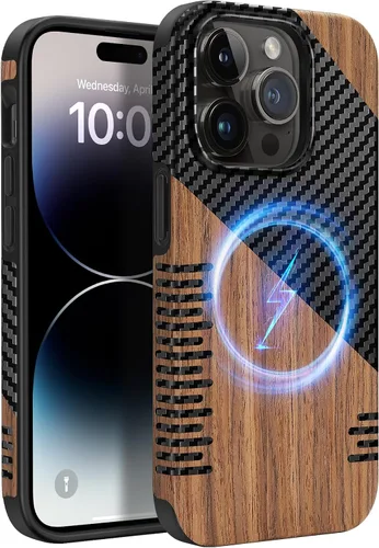 Miniatura 25 de Funda magnética ZZDZZ compatible con iPhone 14 Plus [Compatible con Magsafe] Diseño de cuero premium TPU híbrido a prueba de golpes (Negro)