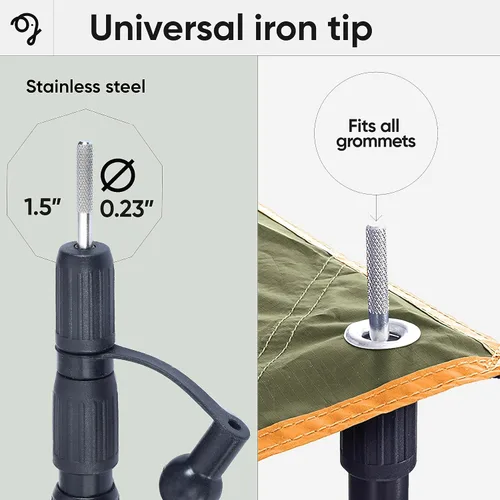 Miniatura 4 de Green Elephant Postes para Lona de Campamento - Postes Telescópicos de Aluminio Ajustables para Lonas, Carpas, Toldos y Marquesinas - Juego de 4 4