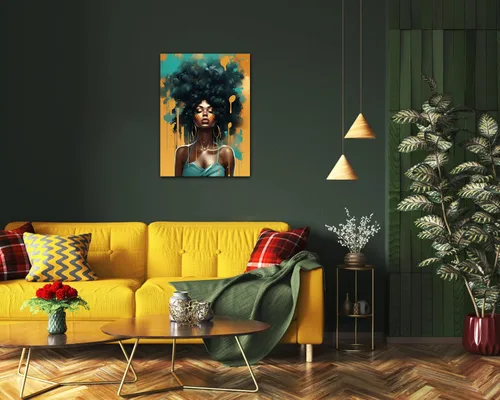 Miniatura 158 de Arte de pared afroamericano, decoración de rey y reina bailarín negro para sala de estar, arte de pareja de amor negro para dormitorio, lienzo