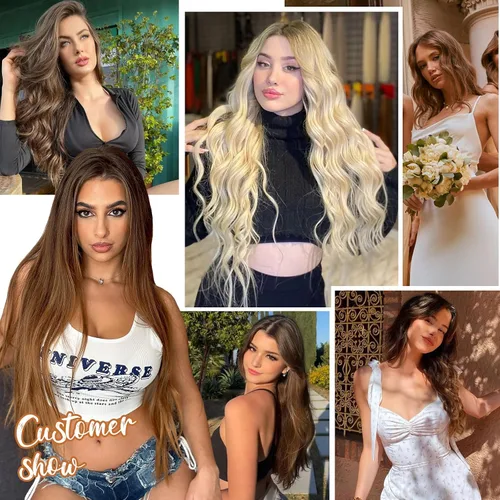 Miniatura 6 de Sisily - Extensiones de cabello con clip de cabello humano real, 30 cm 70 g, balayage de marrón chocolate a rubio, 100% cabello humano Remy