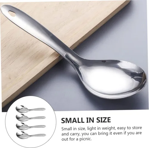 Miniatura 6 de HOMSFOU Cuchara de arroz de 4 piezas Arroz coreano Arroz asiático Utensilios coreanos Cuchara de sopa asiática Cuchara de servir Cuchara asiática