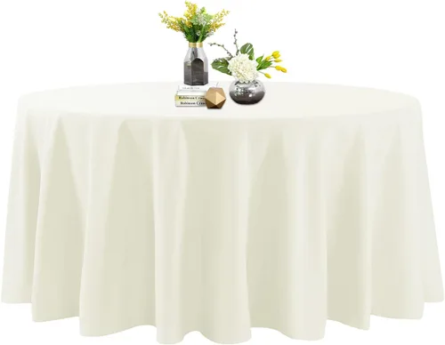 Miniatura 66 de Mantel de poliéster lavable de 90 pulgadas, resistente a las manchas y a las arrugas, mantel decorativo para mesa de comedor, fiestas de bufé y Negro