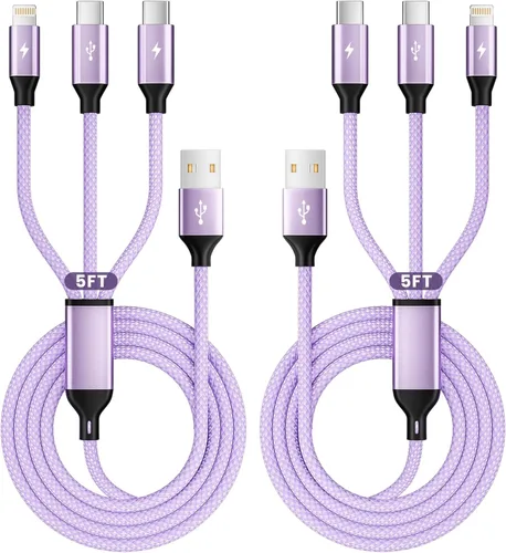 Miniatura 16 de Cable de Carga 4 en 1 de Carga Rápida de 65W, Cable USB C 4 en 1 Cable de Carga Múltiple USB con Chip E-Mark, Cable Cargador Múltiple para iPhone