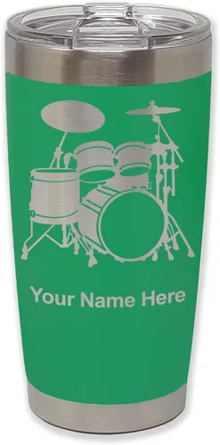 Miniatura 37 de LaserGram Vaso aislado al vacío de 20 onzas, juego de batería, grabado personalizado incluido (negro)
