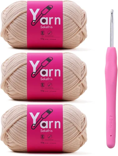 Miniatura 22 de Hilo de Crochet con Hilo de Algodón para Crochet – Hilos de Crochet Tejido para Principiantes con Puntadas Fáciles de Ver – Hilo para Crochet