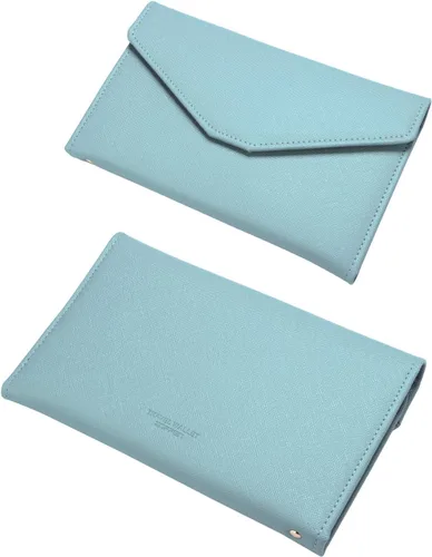 Miniatura 60 de Zoppen - Billetera de viaje con bloqueo RFID multiusos (Ver.4) Portatarjetas de pasaporte y vacunas, organizador de documentos de tres pliegues