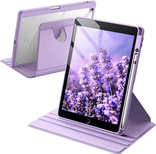 Miniatura 9 de JETech Funda giratoria para iPad 9/8/7 (10.2 pulgadas, modelo 2021/2020/2019, 9ª/8ª/7ª generación) con soporte para lápiz, rotación de 360 grados
