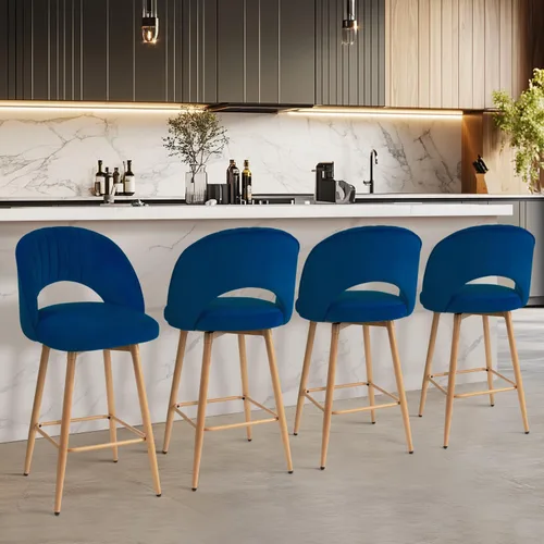 Miniatura 18 de Juego de 2 taburetes de bar giratorios de altura de mostrador para isla de cocina, sillas de bar de 26 pulgadas de altura de asiento para comedor