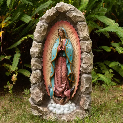 DevotedWalls Estatua de Nuestra Señora de Guadalupe – Estatua católica de Virgen María de 18.8 pulgadas, decoración católica para interiores y A