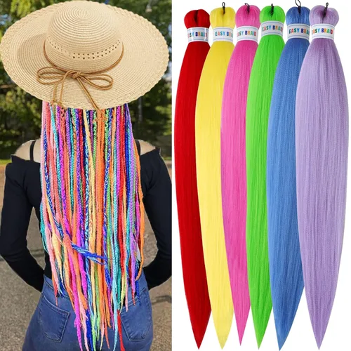 Ms Aloe Cabello trenzado colorido preestirado, pelo trenzado multicolor, pelo trenzado suave sin nudos, 26 pulgadas, paquete de 6 unidades, cabello