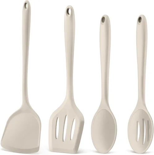 Miniatura 10 de P&P CHEF Juego de utensilios de cocina, 4 piezas de utensilios de cocina de silicona antiadherentes, espátula sólida ranurada resistente al calor