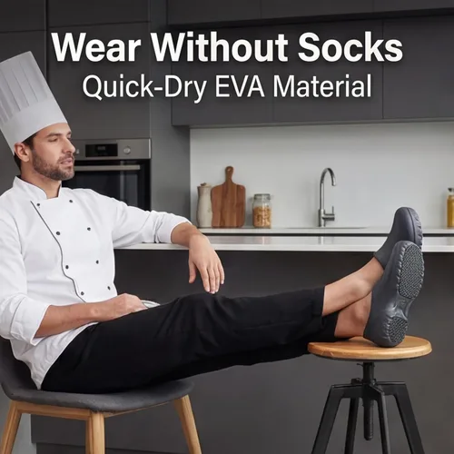 Miniatura 6 de FLIOZY Zuecos de trabajo antideslizantes para hombres y mujeres, zapatos de chef de EVA impermeables, zapatos de cocina y enfermería