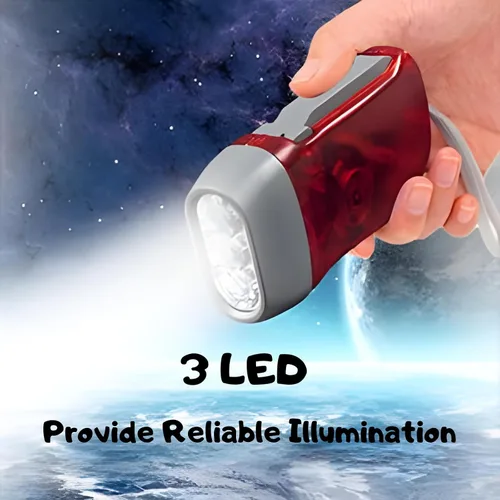 Miniatura 4 de Guyuyii Paquete de 4 linternas de manivela, potente herramienta de seguridad de luz de emergencia con 3 luces LED blancas, batería incorporada