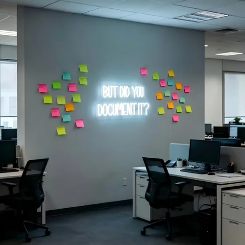 Miniatura 8 de Letrero de neón con texto en inglés "But Did You Document It", con cita de humor de oficina, luz de neón LED blanca, alimentada por USB, luz
