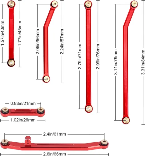 Miniatura 2 de Hobbypark Juego de eslabones de alta holgura Actualizaciones de amarre de barra de dirección para Axial SCX24 Gladiator AXI00005 Actualizaciones Rojo