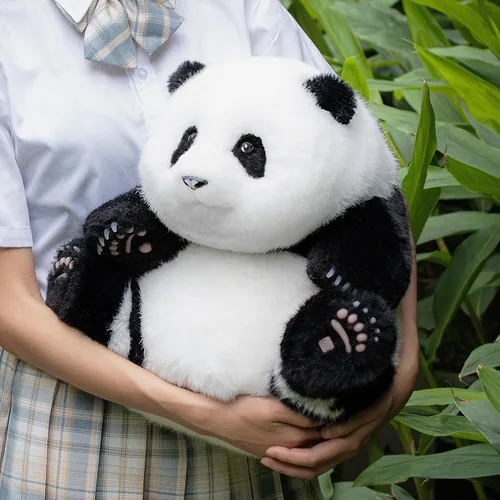 Miniatura 4 de Chongker Peluche de panda con peso, peluche de panda para compañero "HeHua", peluche grande gigante realista hecho a mano, 4.6 libras, 16.5