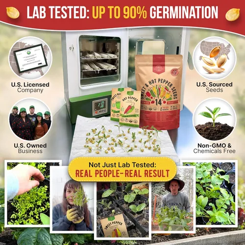 Miniatura 2 de Organo Republic Paquete de Variedad de 14 Semillas de Pimientos Dulces y Picantes - Más de 1,030 Semillas de Pimiento Sin OGM de Herencia