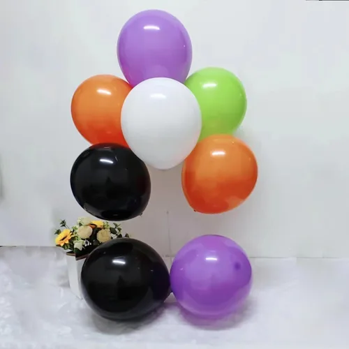 Miniatura 2 de Globos de Halloween con cinta, paquete de 100 globos de 12 pulgadas, negro, naranja, blanco, morado, verde, para decoraciones de fiesta de Halloween