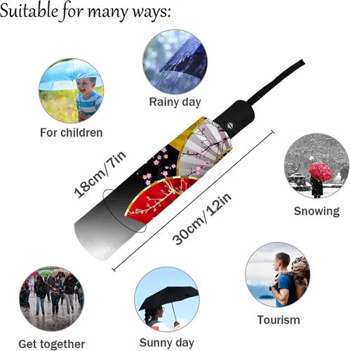 Miniatura 4 de DHDM Automatic Umbrella for Rain and Sun Male Women Beach Parasol Print Folding Umbrella