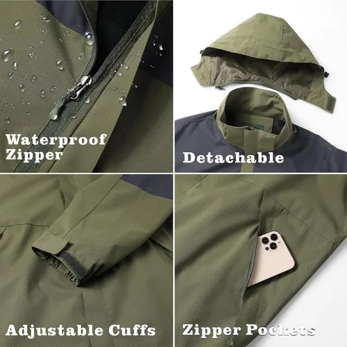 Miniatura 4 de GIISAM Chaqueta de lluvia para hombre, impermeable, ligera, para exteriores, rompevientos con capucha