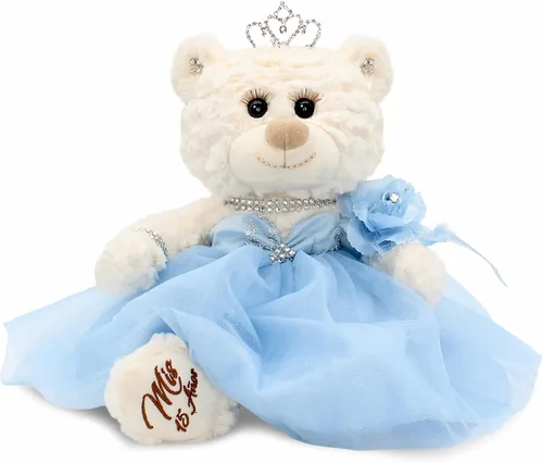 Miniatura 2 de Muñeca de centro de mesa de oso de quinceañera de 12 pulgadas con elegante vestido de tul en capas y soporte ajustable, regalo de decoraciones