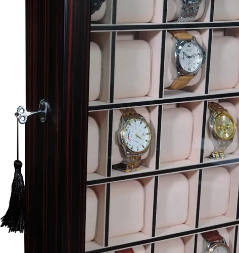 Miniatura 5 de TimelyBuys Caja organizadora de 30 piezas de madera de ébano para colgar en la pared, caja organizadora de almacenamiento y soporte para regalo