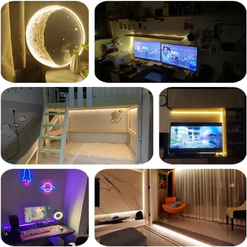Miniatura 6 de M.best Tira de luces LED USB de 6.56 pies, impermeable, flexible, luces de cinta de neón con interruptor para dormitorio interior y exterior
