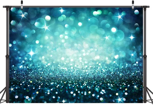 Fondo brillante de Bokeh abstracto verde azulado de 7 x 5 pies, con puntos brillantes, fondo de foto azul brillante Bokeh, fondo para fotos de