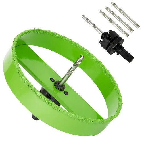 Sierra perforadora de carburo de 6 pulgadas con eje para luces empotradas, corte de yeso yeso para techo, 2 veces más rápido, color verde