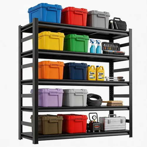 Miniatura 7 de Estantería industrial con almacenamiento ajustable, de acero resistente, para herramientas y equipos pesados, capacidad de 2000 lb