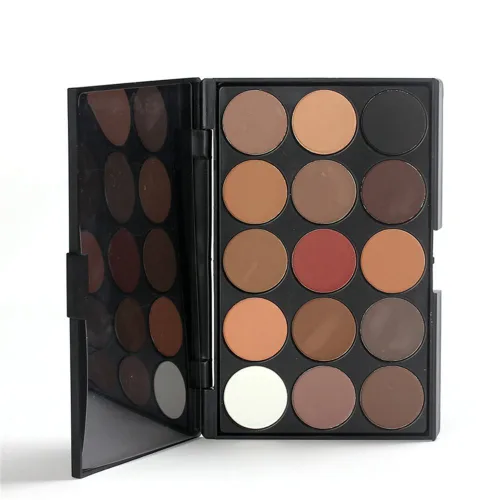 Pure Vie Paleta de sombra de ojos profesional con reflejos y kit de contorno de maquillaje, 15 colores altamente pigmentados, desnudos cálidos y