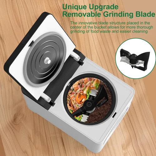 Miniatura 4 de 3L Compostador Eléctrico para Cocina, Contenedor de Compostaje de Encimera, Modelo Inteligente de Un Toque, Manejo de Residuos de Cocina, con Triple