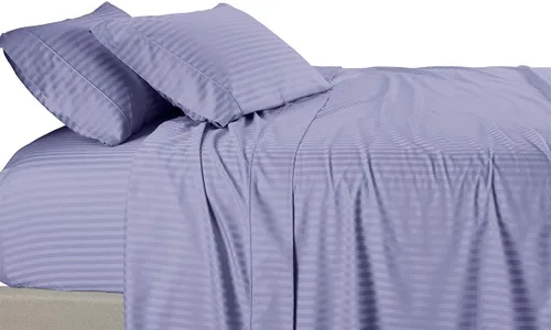Miniatura 11 de Royal Tradition Damasco rayado 580 hilos, 100 % algodón tamaño Queen juego de sábanas de cama beige