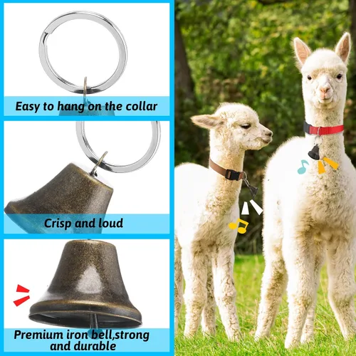 Miniatura 4 de 12 juegos de collares de cabra con campanas, caballo, oveja, pastoreo, campanas de vaca, collar ajustable de nailon para perro con hebilla